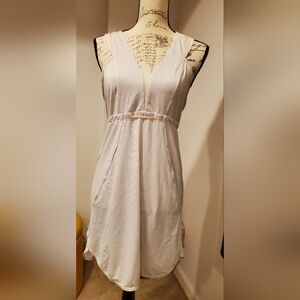 Lululemon Wet Dry Warm Toggle Tank Dress White and Gray Striped.Size S.